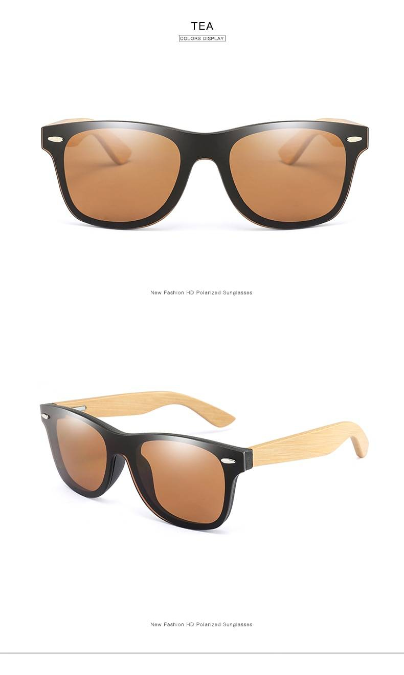 LongKeeper bois bambou surdimensionné lunettes de soleil marque de luxe concepteur sans monture miroir carré lunettes de soleil pour femmes/hommes