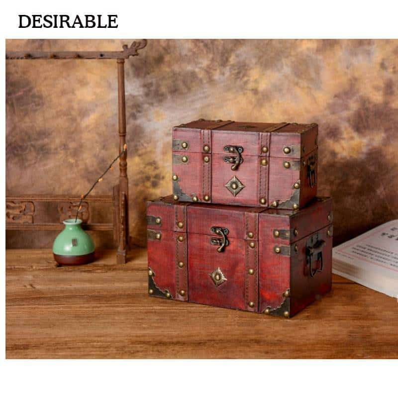 Boîte de rangement en bois Vintage, boîte de rangement en bois de taille deux sortes de bijoux et autres petits articles, boîte de rangement créative