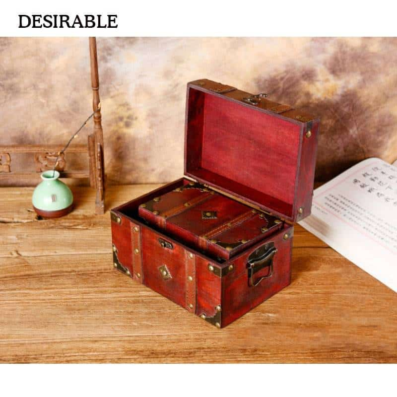 Boîte de rangement en bois Vintage, boîte de rangement en bois de taille deux sortes de bijoux et autres petits articles, boîte de rangement créative