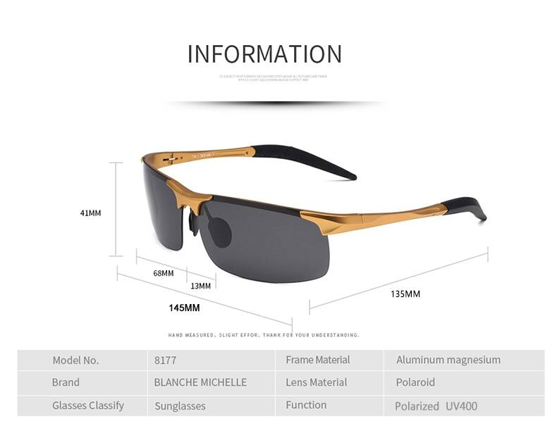 Haute qualité Ultra-léger en aluminium magnésium Sport lunettes de soleil polarisées hommes UV400 Rectangle or extérieur conduite lunettes de soleil