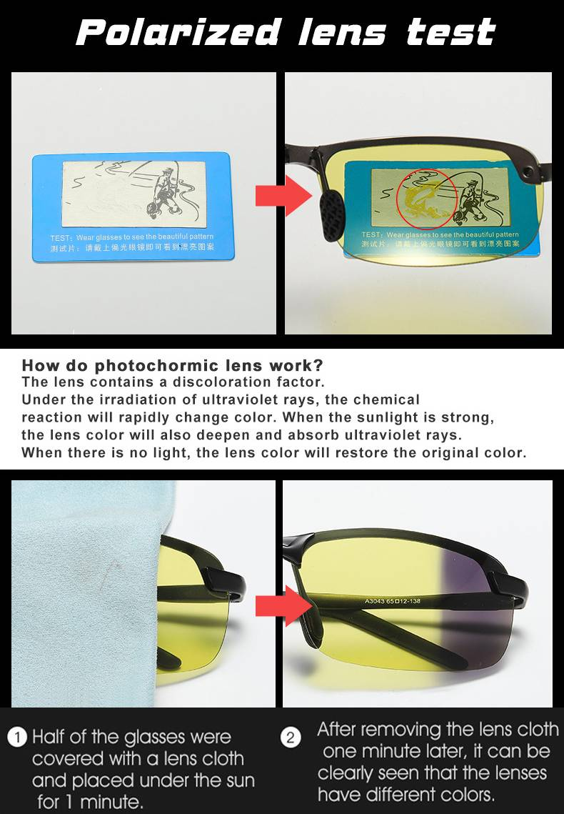 Lunettes de soleil photochromiques polarisées intelligentes lunettes de Vision nocturne de jour lunettes de pilote hommes femmes lunettes de conduite de lentille jaune