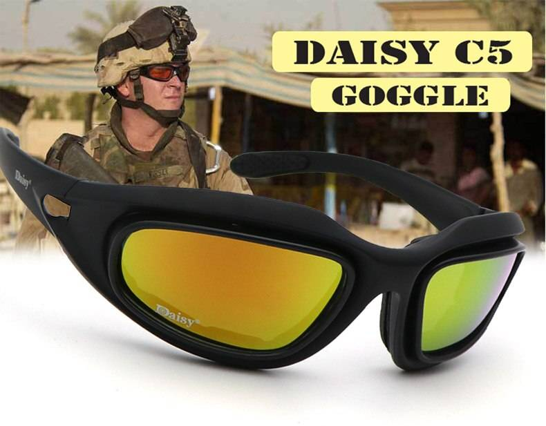 Daisy C5 lunettes militaires polarisées lunettes de soleil militaires 4 Kit de lentilles hommes désert tempête guerre jeu tactique lunettes sport