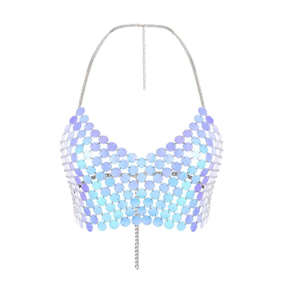 Lacteo Sexy Sequin corps chaîne bijoux pour femmes 2019 mode alliage sous-vêtements ventre chaîne Cage poitrine soutien-gorge Bikini femme cadeaux