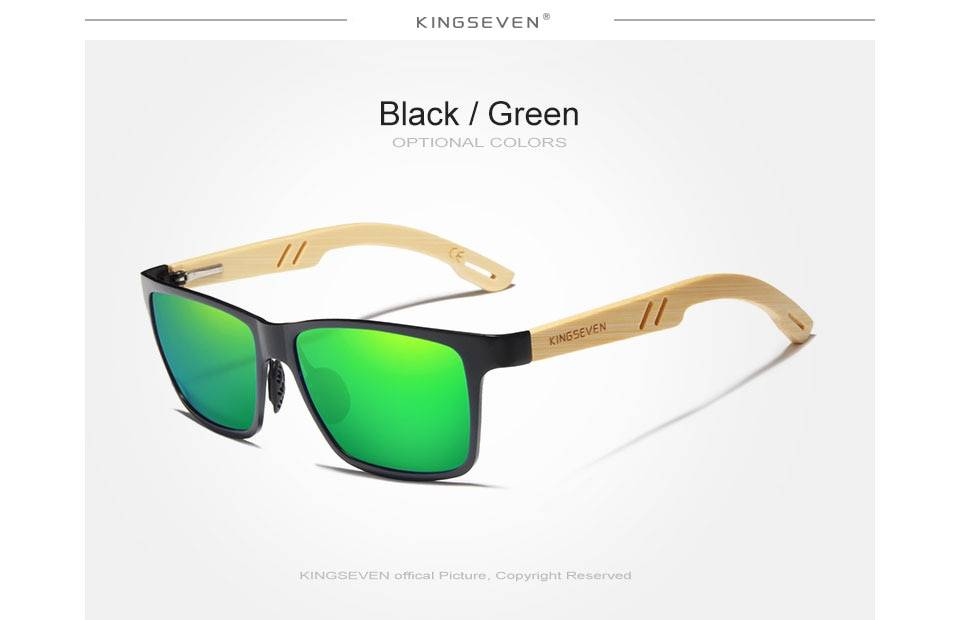 KINGSEVEN marque Design Original en aluminium + bambou naturel en bois fait main lunettes de soleil hommes lunettes polarisées lunettes de soleil pour les femmes