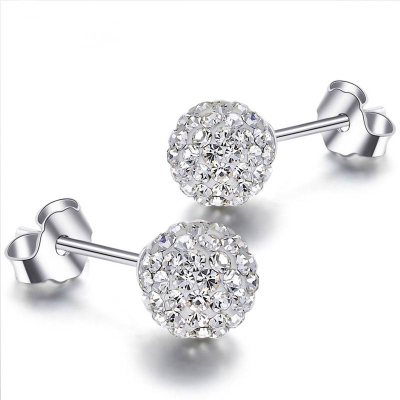 925 argent Sterling plein Zircon cristal boule ronde boucles d'oreilles scintillant oreille bijoux pour femmes cadeaux livraison directe S-E35