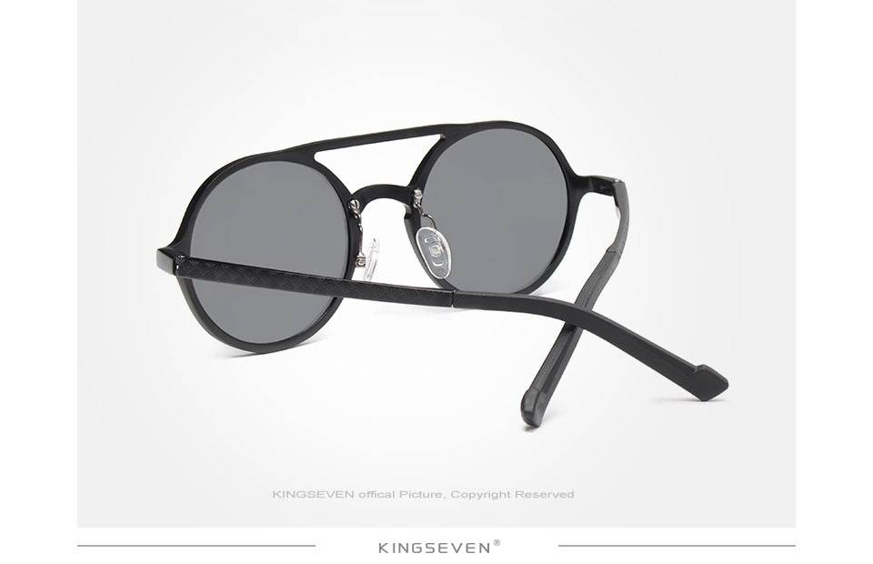 Kingseven - lunettes de soleil rondes, hommes, lunettes de soleil hommes en aluminium polarisées et rondes, lunettes de soleil rétro pour conduire, accessoires de lunettes hommes style punk vintage