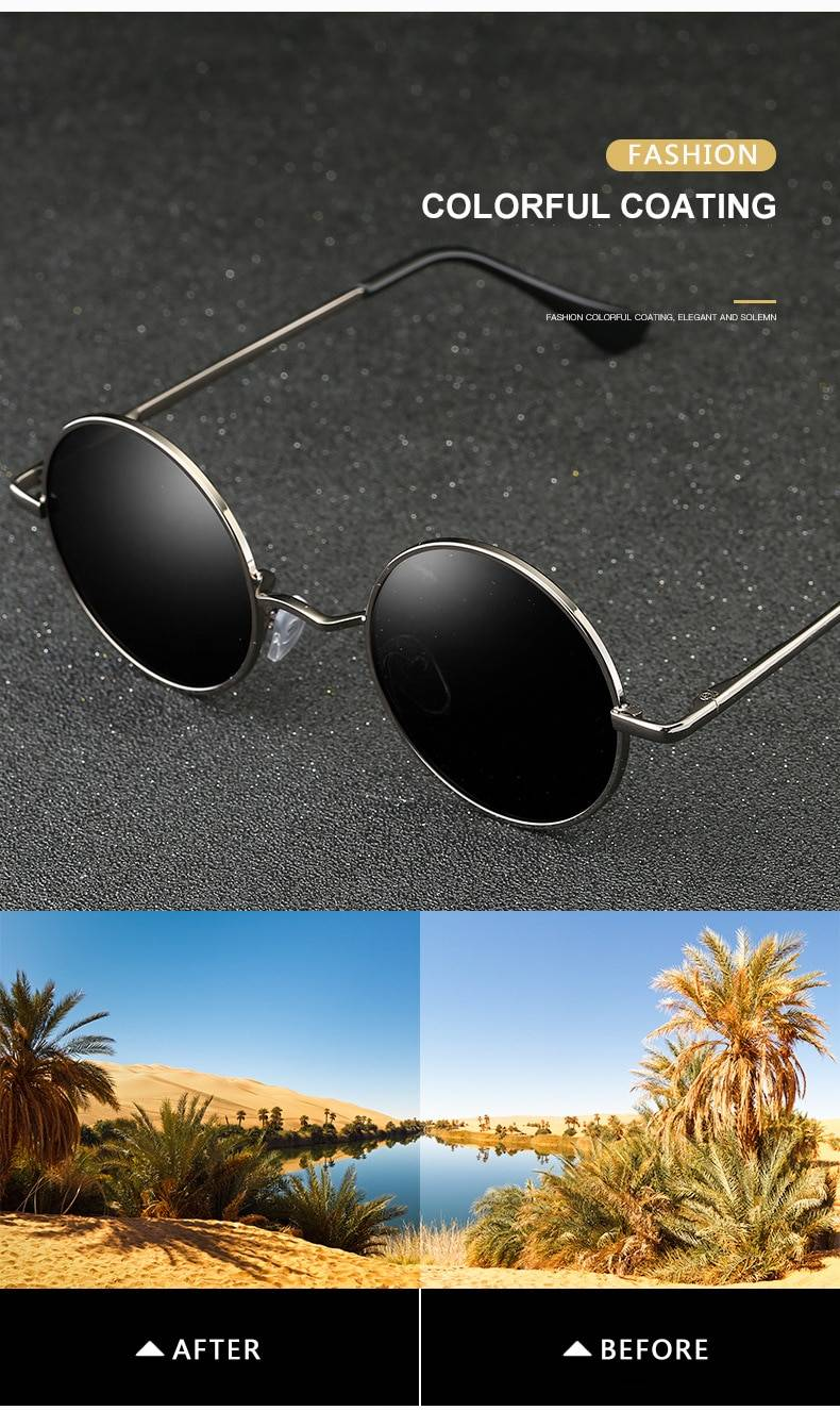 Rétro Punk Style rond lunettes de soleil polarisées hommes femmes marque Designer rond métal cadre haute qualité lunettes de soleil UV400