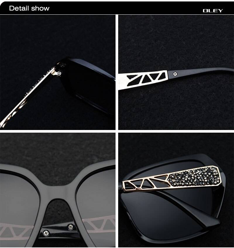 OLEY surdimensionné lunettes De soleil femmes luxe marque Design élégant lunettes polarisées femme prismatique lunettes Oculos De Sol mulher