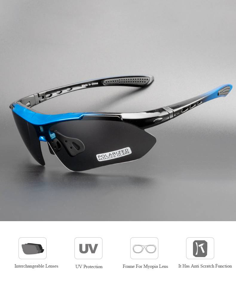 COMAXSUN professionnel lunettes de cyclisme polarisées lunettes de vélo Sports de plein air vélo lunettes de soleil UV 400 avec 5 lentilles TR90 5 couleur