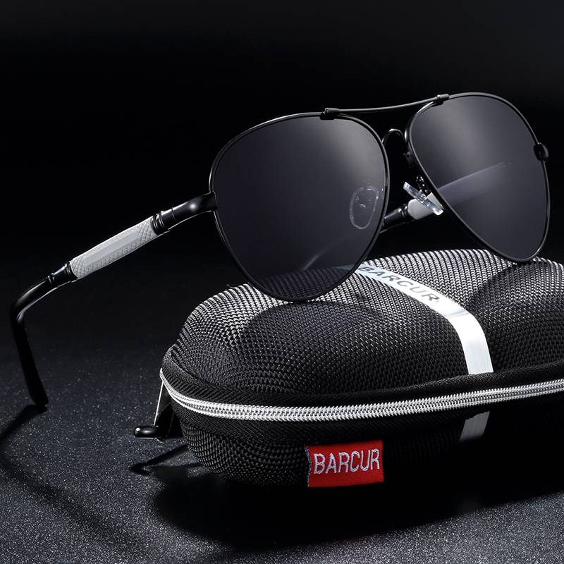 BARCUR haute qualité TR90 lunettes de soleil polarisées hommes lunettes de soleil femmes pilote UV400 miroir