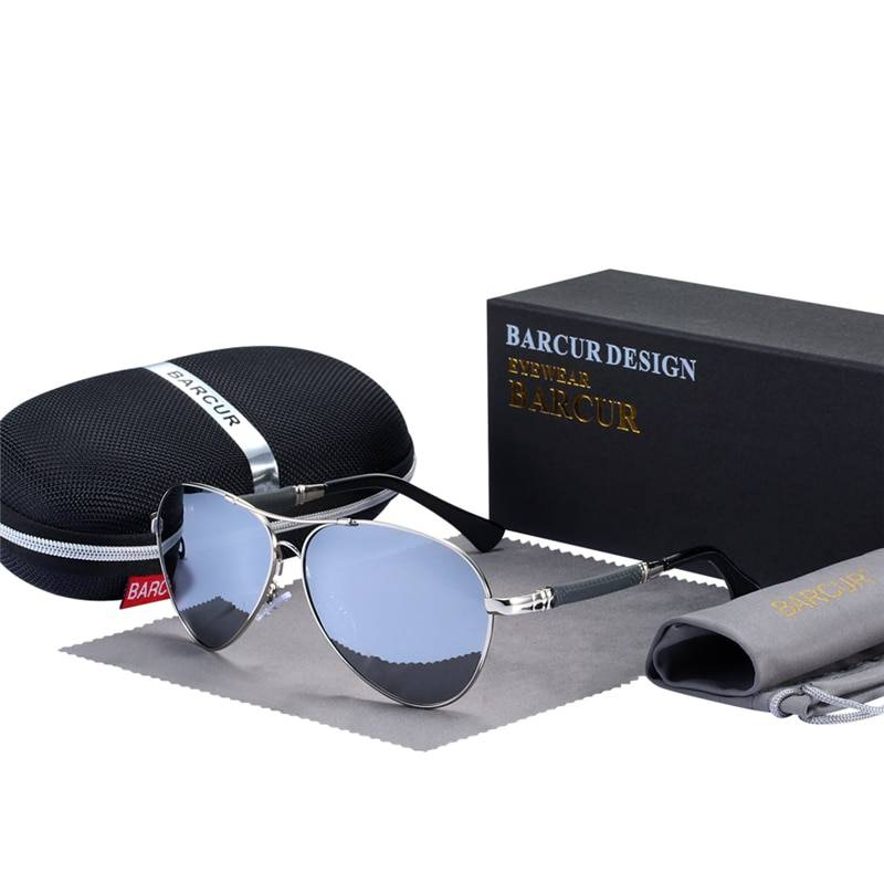 BARCUR haute qualité TR90 lunettes de soleil polarisées hommes lunettes de soleil femmes pilote UV400 miroir