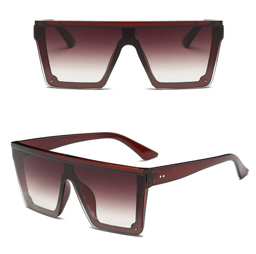 2020 lunettes de soleil surdimensionnées femmes grand cadre carré plat haut Rivet dégradé lentille lunettes de soleil femme hommes Vintage miroir nuances UV400
