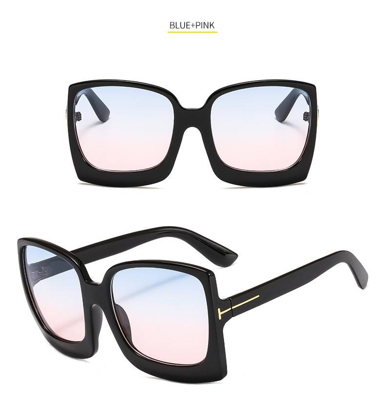 Surdimensionné carré Sunglasse femmes 2019 Vintage noir T cadre soleil Galsses hommes marque de luxe noir nuances UV400 nouvelle mode
