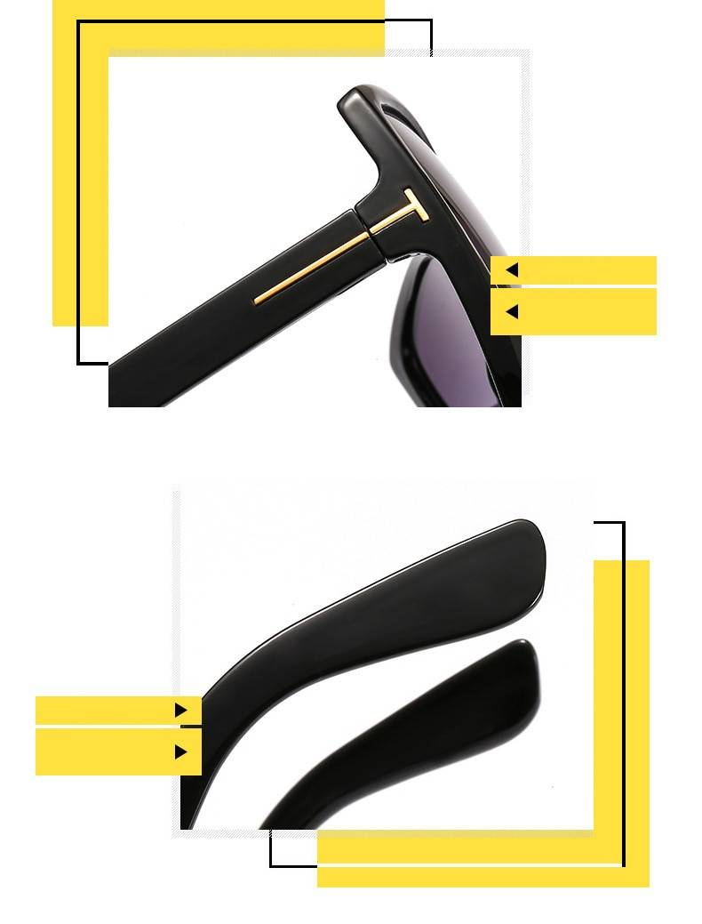 Surdimensionné carré Sunglasse femmes 2019 Vintage noir T cadre soleil Galsses hommes marque de luxe noir nuances UV400 nouvelle mode