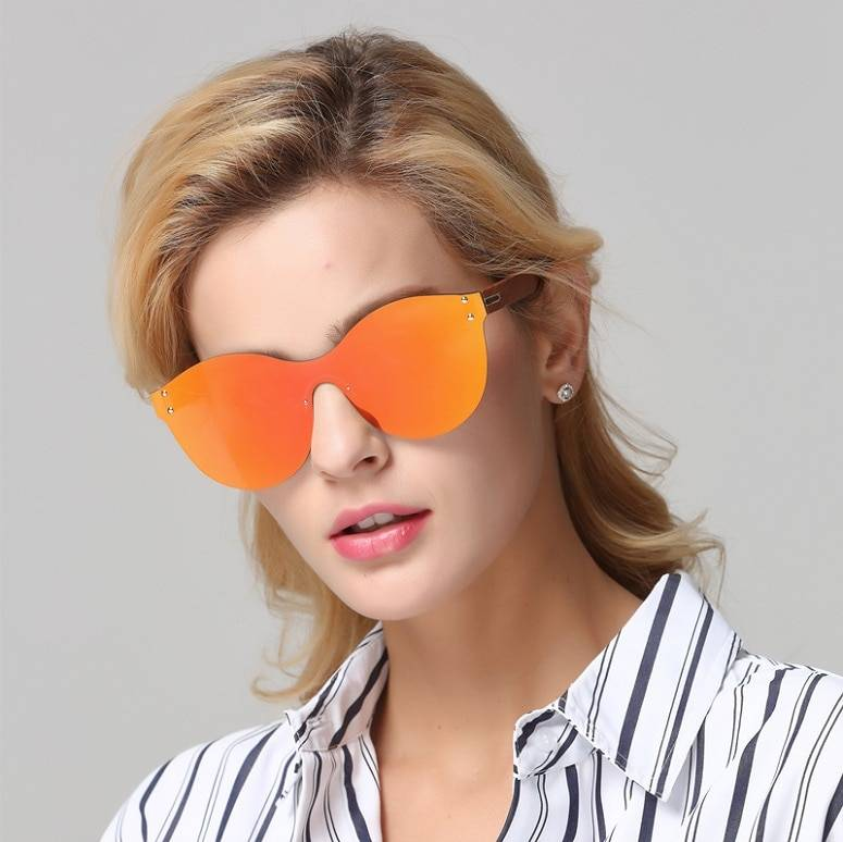 LONSY mode Sexy yeux de chat lunettes de soleil femmes polarisées marque de luxe Design lunettes de soleil Original bois Oculos de sol masculino