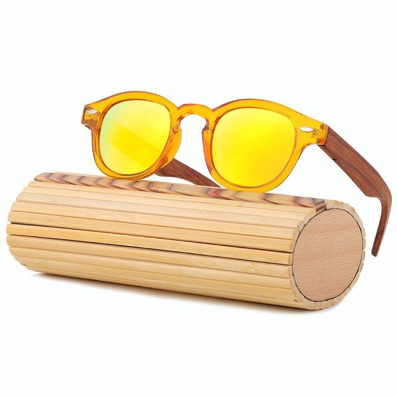 HINDFIELD bois lunettes de soleil femmes à la main ronde bambou lunettes de soleil pour hommes polarisé miroir revêtement lentilles lunettes gafas de sol