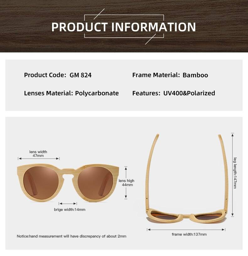 GM bambou lunettes de soleil hommes en bois lunettes de soleil femmes marque design Vintage bois lunettes de soleil Oculos de sol masculino