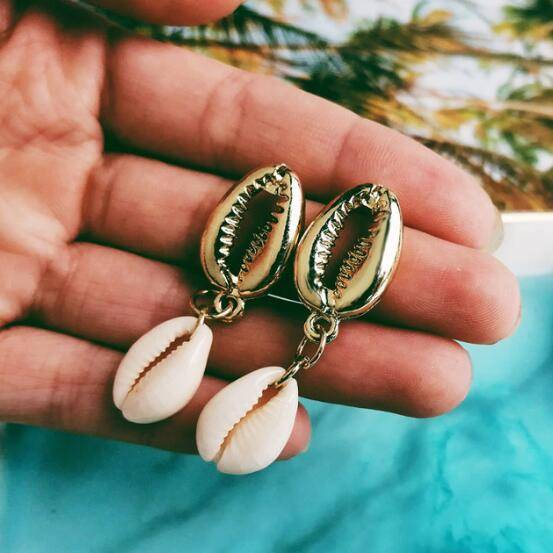 Mode Brincos coquille de mer conque boucles d'oreilles 2019 pour les femmes or couleur pendentif balancent boucle d'oreille femme bohème plage été bijoux