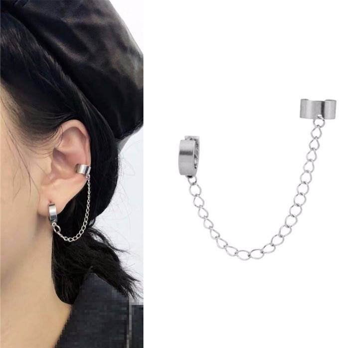 Nouvelle oreille os chaîne oreille chaîne personnalité fille garçon oreille bijoux en gros en acier inoxydable Harajuku hip hop boucles d'oreilles oreille