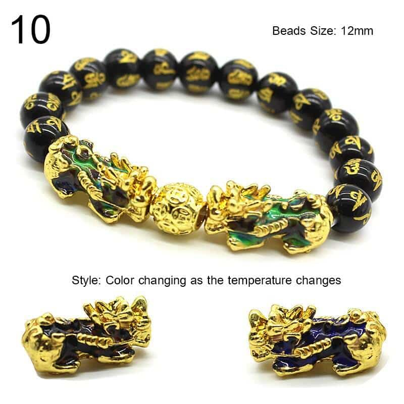 Unisexe obsidienne pierre perles Bracelets chinois FengShui Pi Xiu couleur changeante Bracelet richesse bonne chance Bracelet hommes femmes chaîne