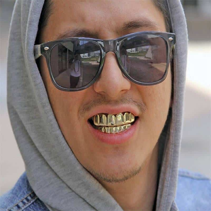 Hip Hop or dents Grillz haut et bas grilles bouche dentaire Punk dents casquettes Cosplay partie dent rappeur bijoux cadeaux accessoires