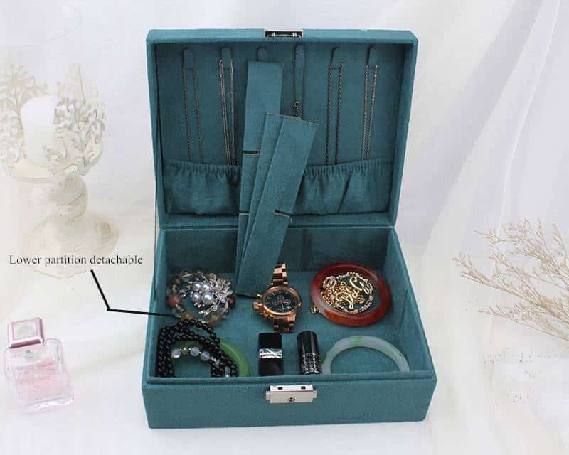 Boîte à bijoux en velours Double couche boîte de rangement de bijoux européenne grand espace porte-bijoux boîte cadeau