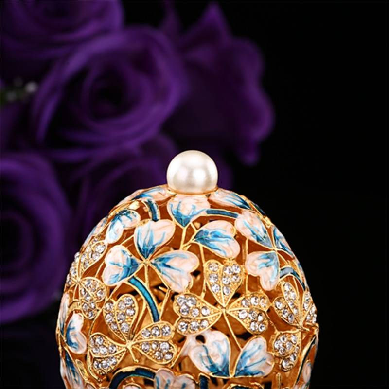 Qifu offre spéciale artisanat faberge oeuf forme boîte à bijoux en métal