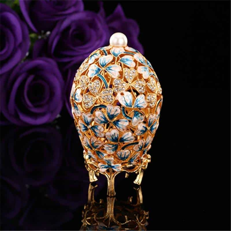 Qifu offre spéciale artisanat faberge oeuf forme boîte à bijoux en métal