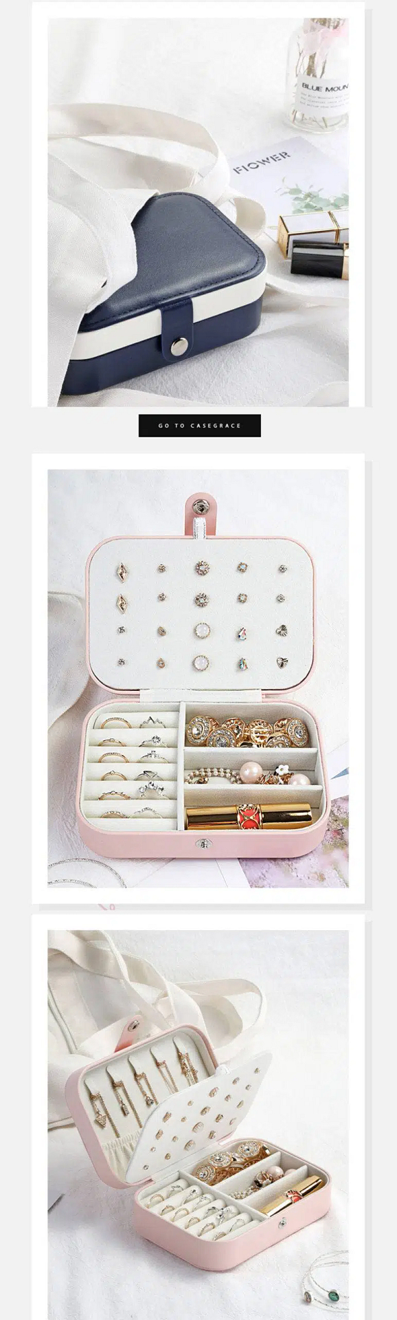 Boîte à bijoux avec miroir bijoux cercueil Portable maquillage organisateur beauté voyage boîte Bracele porte-collier emballage cadeau